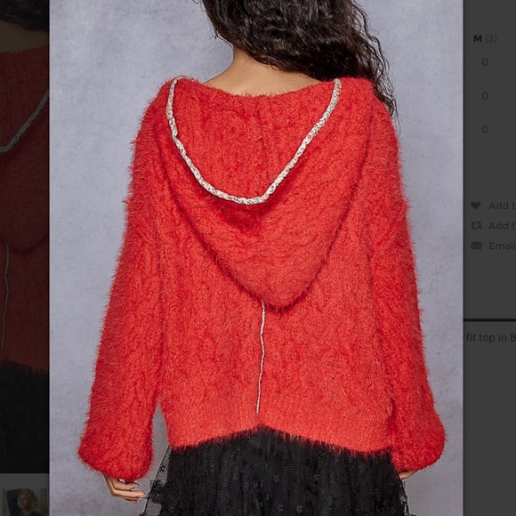 POL “ Lucia 2 “ POL V-Neck Berber Sweater with Hood 78 - Picture 4 of 6